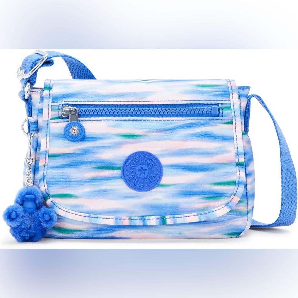 NWT Kipling Sabian Diluted Blue Crossbody Tie Dye